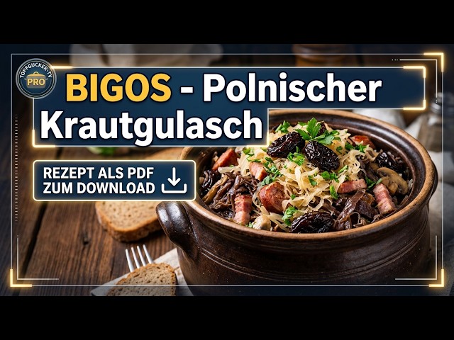 Bigos - polnischer Krautgulasch mit Räucherwurst, Pilzen und Pflaumen Bigos - polnischer Krautgulasch mit Räucherwurst, Pilzen und Pflaumen