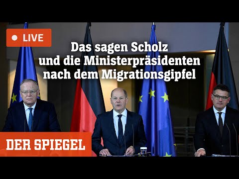 Bundeskanzler Olaf Scholz und die Ministerpräsidenten nach dem Migrationsgipfel | DER SPIEGEL