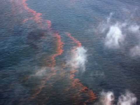 BPSLICK - An aerial view of a burn at sea over the source of the BP Slick. SouthWings pilot Tom Hutchings and his daughter Brinkley accompany Hurricane Creekkeeper to ...