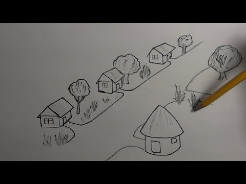 how to draw village scene
