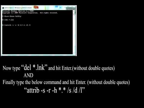 how to remove lnk virus using cmd