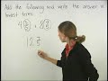 Access full lesson containing this video at: http://www.yourteacher.com/prealgebra/addingmixednumbers.php Students learn to add mixed numbers by first adding the fractions, then adding the whole numbers.  For example, to add 4 2/5 + 7 4/5, first add 2/5 + 4/5 to get 6/5, then add 4 + 7 to get 11.  So 4 2/5 + 7 4/5 = 11 6/5.  Notice, however, that the answer, 11 6/5, contains an improper fraction, 6/5, which is the same as 1 1/5, so 11 6/5 can be rewritten as 11 + 1 1/5, which simplifies to 12 1/5.  So 4 2/5 + 7 4/5 = 12 1/5.  Note that some of the problems in this lesson also require the student to find a common denominator for the fractions.  For example, 5 1/4 + 6 3/8.