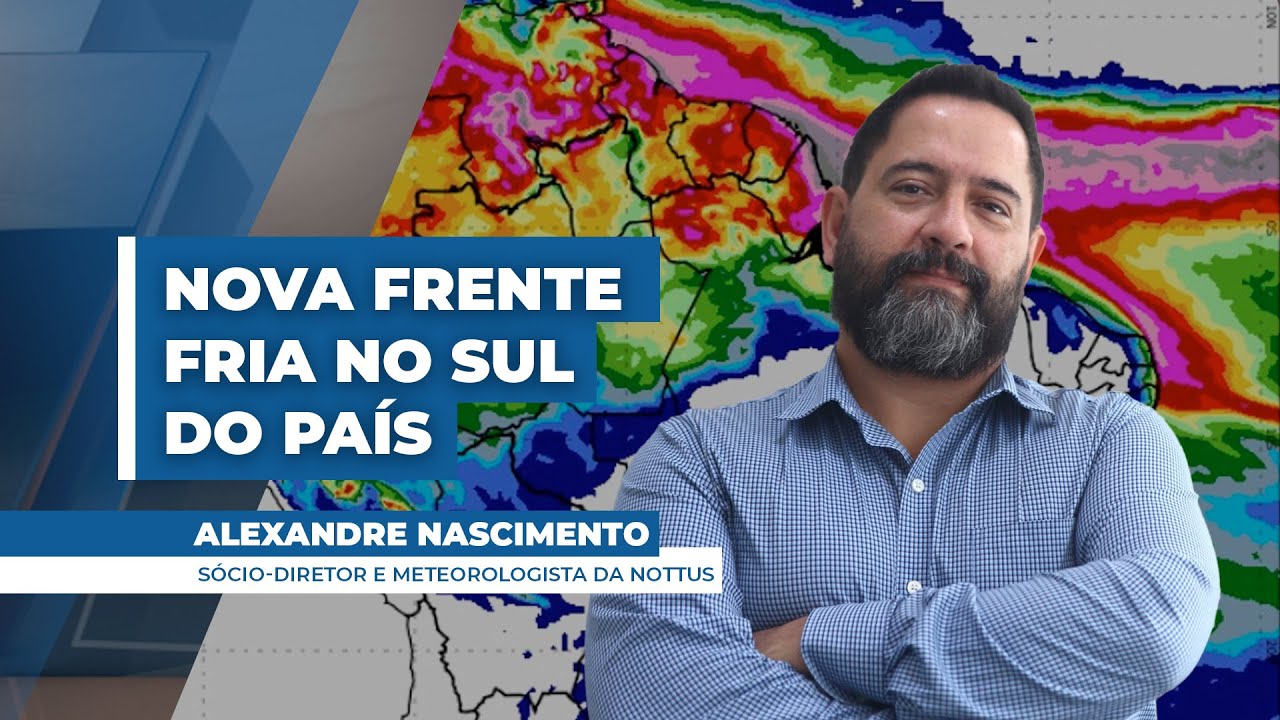 Nova frente fria passa pelo sul do país, com precipitações previstas para RS e SC