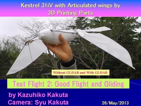 Kestrel 31iV with Articulated wings by 3D printing Parts: Second Test Flight
