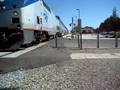 P42DC #100 leads Amtrak #713 out of Merced with a nice K5LA!