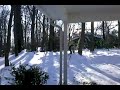 Roommate snowboarding in backyard