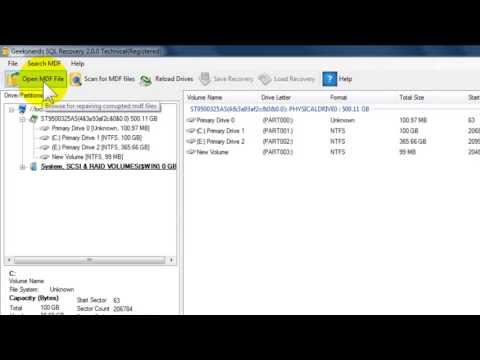 how to recover mdf file in sql server 2008