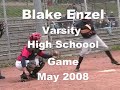 may varsity high school baseball game. enzel hitting, fielding, and pitching.