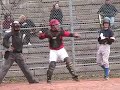 may varsity high school baseball game. enzel hitting, fielding, and pitching.