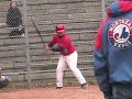 may varsity high school baseball game. enzel hitting, fielding, and pitching.