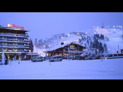 Катание на лыжах по замечательным трассам горнолыжного курорта Рука в Финляндии.