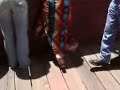 Shoe Dangling and soles on train