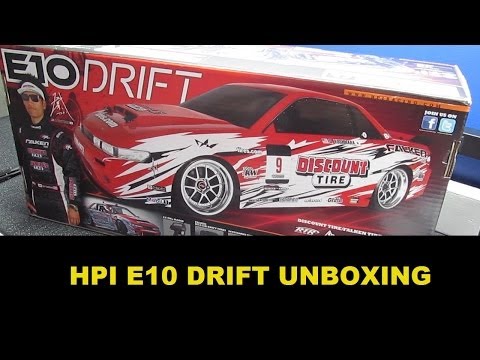 e10 - Unboxing the HPI E10 Drift car. This is the Discount Tire/Falken Tire Nissan S13 version. Music: NitPicknShitKickr.