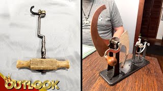 What Is This Mysterious Cork Screw Like Thing And This Metal Crank With A Wooden Knob Device?