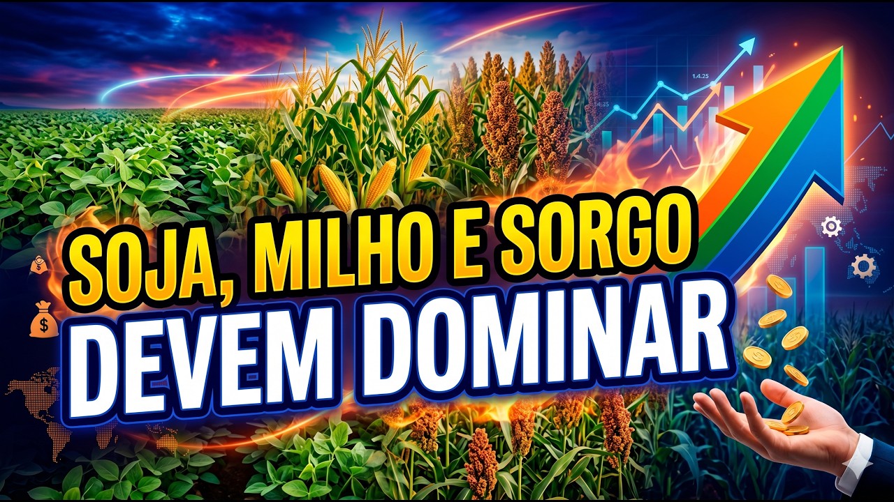 Soja, milho e sorgo devem dominar produção brasileira; arroz e feijão em queda.