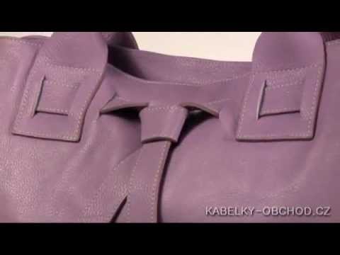 Kožená italská kabelka - fialová