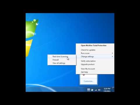 how to turn mcafee off windows 8