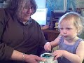 Misty dyeing Easter eggs with Nana 03-22-08