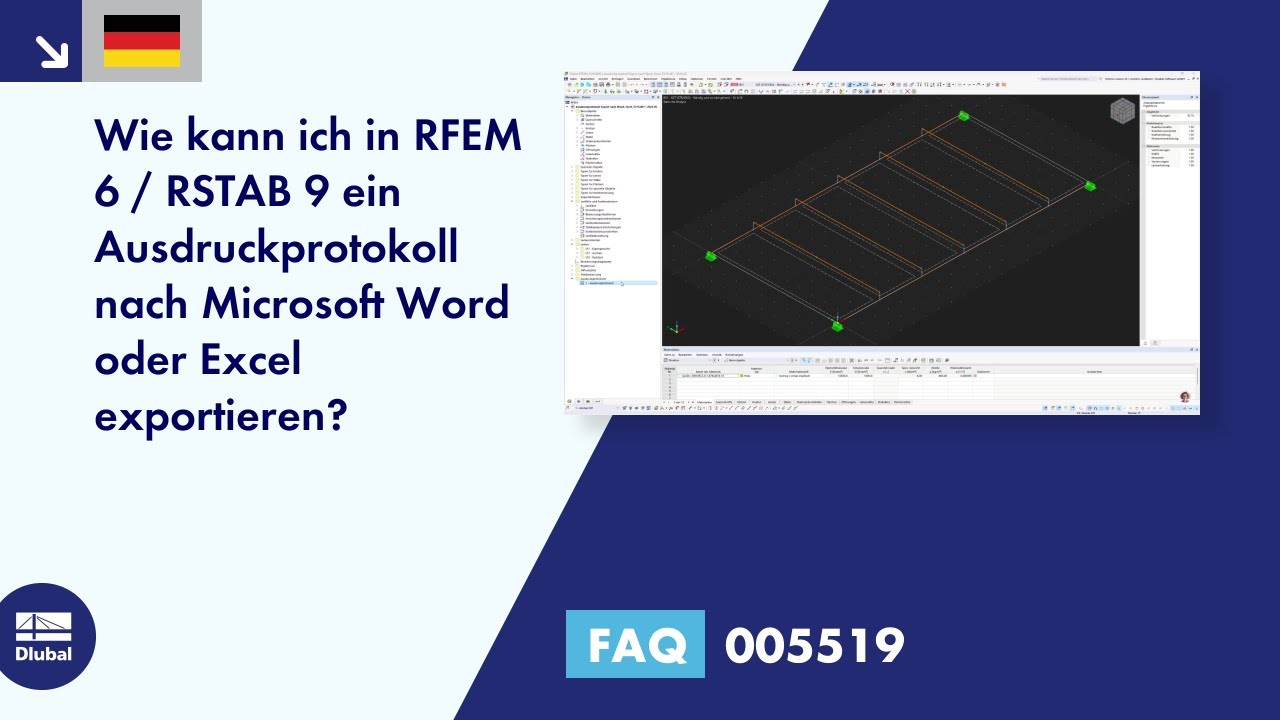 FAQ 005519 | Wie kann ich in RFEM 6 / RSTAB 9 ein Ausdruckprotokoll nach Microsoft Word oder Exce...