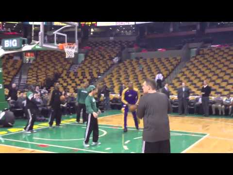 Metta World Peace Lakers pregame warm-up Celtics