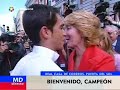 Alberto Contador ya est� en Madrid con el trofeo del Giro