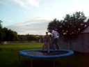 trampoline + football = funny trampoline + football = funny