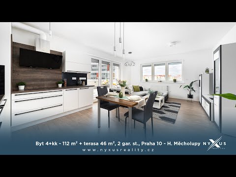 Video Prodej bytu 4+kk - 112 m² + terasa 46 m², dvě garážová stání, Mantovská, Praha 10 - Horní Měcholupy
