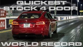 P100D Tesla Model S Record for the quickest stock 4 door car running 10.76 in the 1/4 Mile by DragTimes