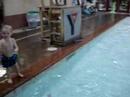 Wayney learns to jump into pool. Wayney learns to jump into pool.