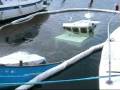 Old fishingboat sunk in the harbour