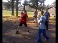 WAS POPPIN OFF I WASENT HAVIN IT HE AINT HIT ME ONCE AND I KNOCKED HIM OUT WATCH AT THE END