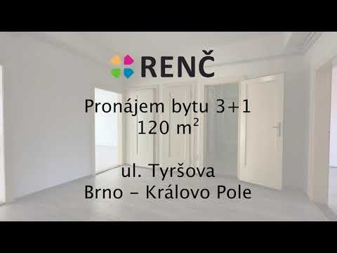 Video Pronájem zděného bytu 3+1 (120 m2) na ul. Tyršova, Brno - Královo Pole