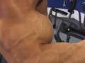 Bodybuilder Craig Torres biceps curl and pose