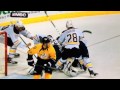Buffalo Sabres Ryan Miller hit by Jordin Tootoo 12-3-11