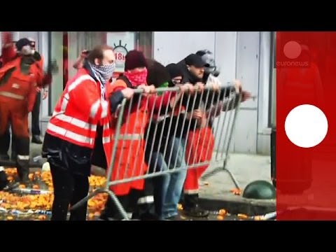 Demonstratie Europese vakbonden Brussel verloopt gewelddadig