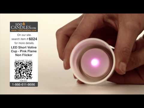 Battery Operated LED Short Votive Cup - Pink Flame Non Flicker