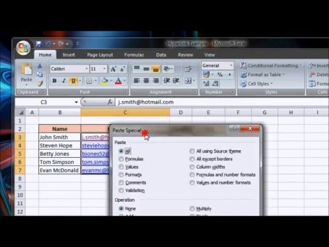 how to remove hyperlink in excel 2007