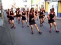 Partinciapación de grupo de coreografía de baila Dancer's del CBTIS durante el desfile de la semana del estudiante, en la calle García Salinas