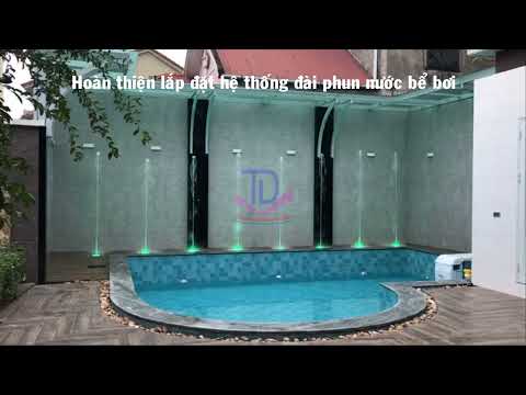 Đài phun nước bể bơi lắp cho nhà anh Thắng - Nghệ An