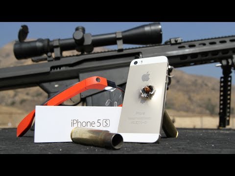Gold iPhone 5S shot with 50 Cal sniper rifle #ThroughGlass Google Glass