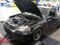 honda civic with B16 turbo on dyno 8psi 260 hp