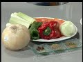 Puerros frios con vinagreta de pimientos y salmón