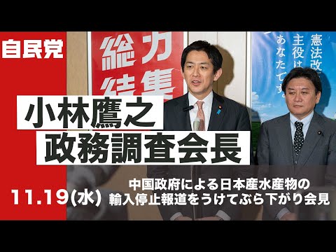 小林鷹之政調会長ぶら下がり会見 中国政府による日本産水産物輸入規制報道をうけて(2025.11.19)