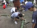 making bamboo tableware in Kilala Summer School 2006