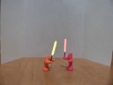 Claymation lightsaber fight