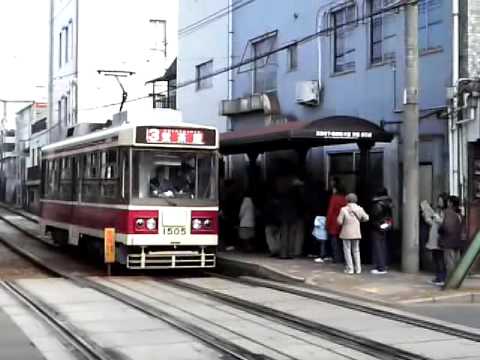 長崎電気軌道1500形1505　松山町停車