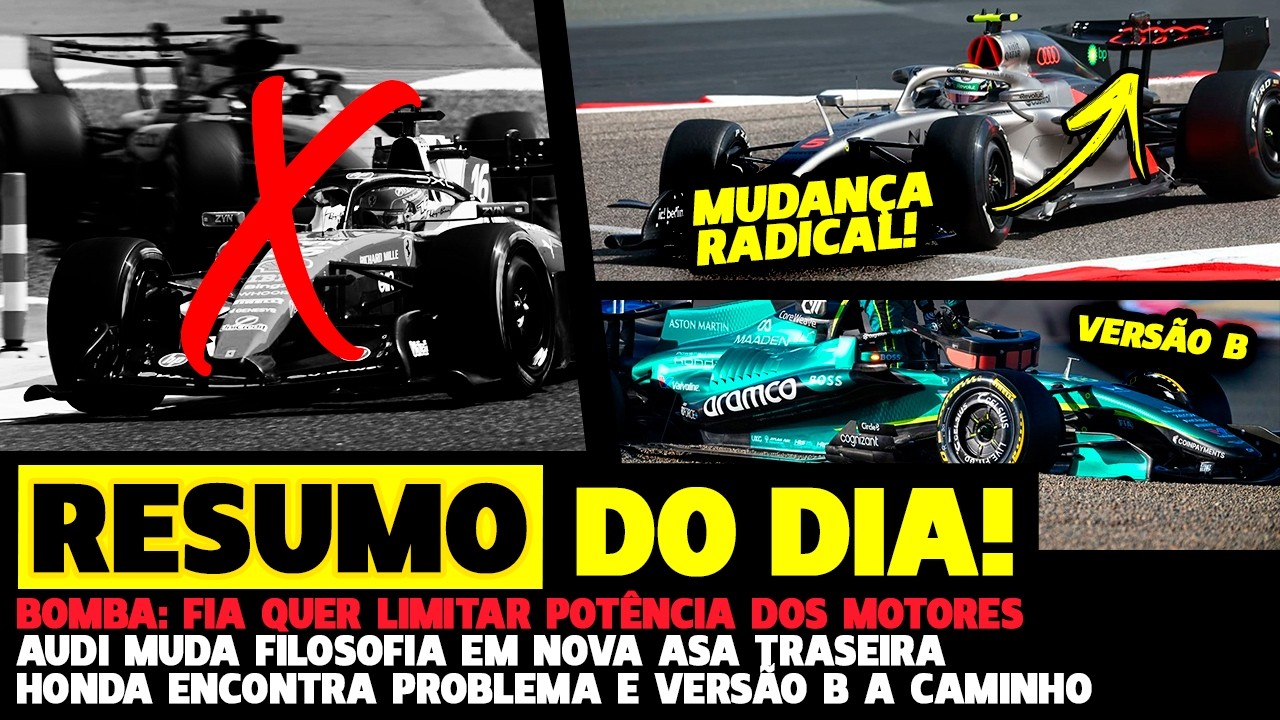 🚨BOMBA: FIA QUER LIMITAR POTÊNCIA, HONDA ENCONTRA PROBLEMA E ASA NOVA DA AUDI  | FÓRMULA 1|GPEMCASA