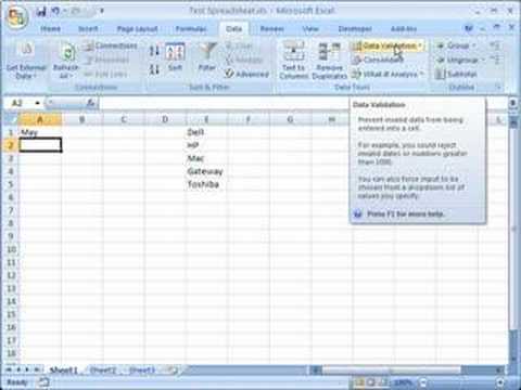 how to create list in excel