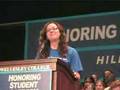 Maya Dolgin introduces Hillary Clinton at Wellesley College