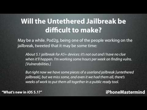 Jailbreak 5.1 Untethered - UPDATE: iOS 5.1 untethered jailbreak is out! http://www.youtube.com/watch?v=mt5Av_3MbKk Some news on the untethered jailbreak and some alternatives if you in...